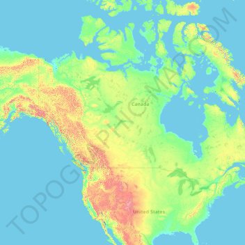 Mapa topográfico North America, altitud, relieve