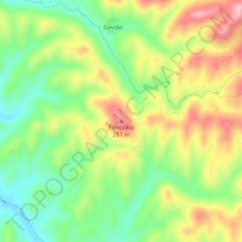 Mapa topográfico Fontinha, altitud, relieve