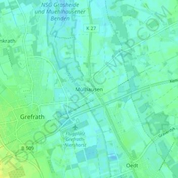 Mapa topográfico Mülhausen, altitud, relieve