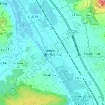 Mapa topográfico Neuses an der Regnitz, altitud, relieve