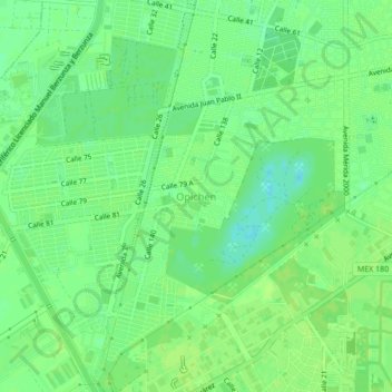 Mapa topográfico Opichén, altitud, relieve