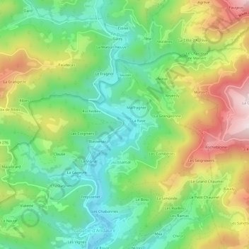 Mapa topográfico Ploye, altitud, relieve