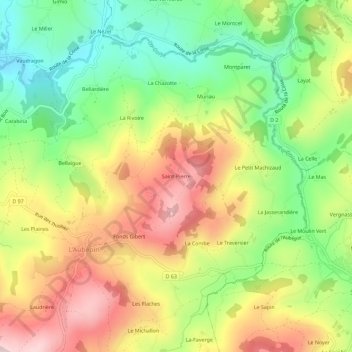 Mapa topográfico Saint-Pierre, altitud, relieve
