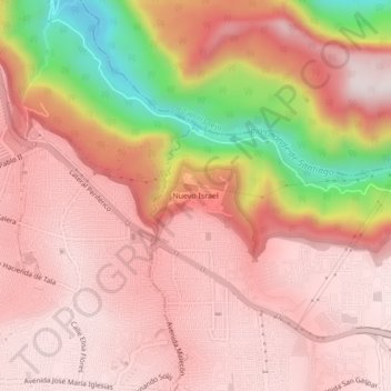 Mapa topográfico Nuevo Israel, altitud, relieve