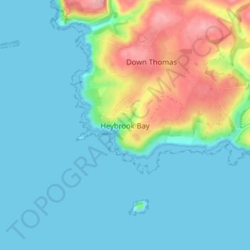 Mapa topográfico Heybrook Bay, altitud, relieve