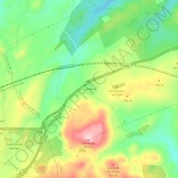 Mapa topográfico La Palma, altitud, relieve
