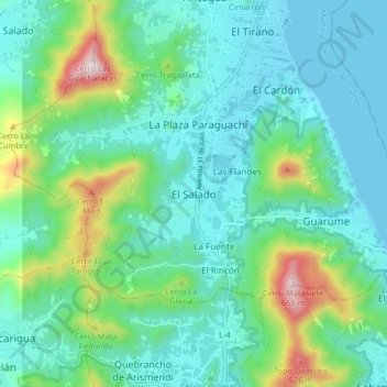 Mapa topográfico El Salado, altitud, relieve
