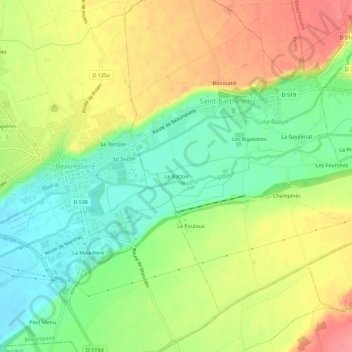 Mapa topográfico Le Battoir, altitud, relieve