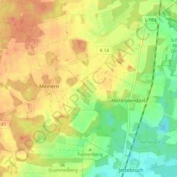 Mapa topográfico Wüsthof, altitud, relieve