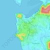 Mapa topográfico Vagator, altitud, relieve
