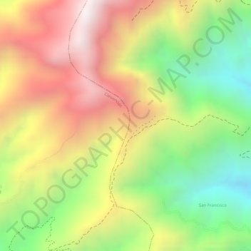 Mapa topográfico Macanal, altitud, relieve
