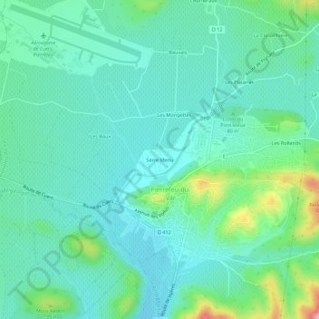 Mapa topográfico Serre Menu, altitud, relieve