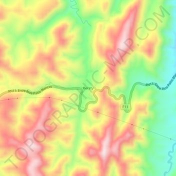 Mapa topográfico Berety, altitud, relieve
