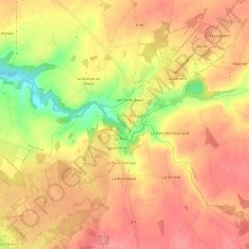 Mapa topográfico La Roche, altitud, relieve