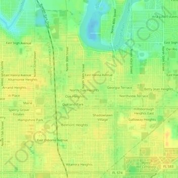 Mapa topográfico Oakhurst, altitud, relieve