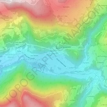 Mapa topográfico La Pierre, altitud, relieve