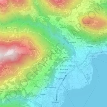 Mapa topográfico Brenzio, altitud, relieve