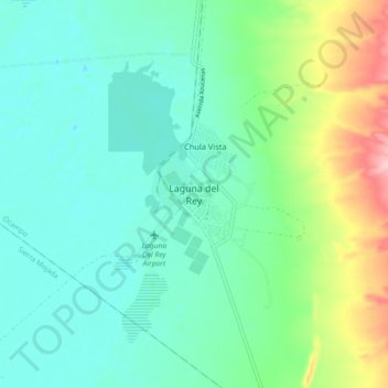 Mapa topográfico Laguna del Rey, altitud, relieve