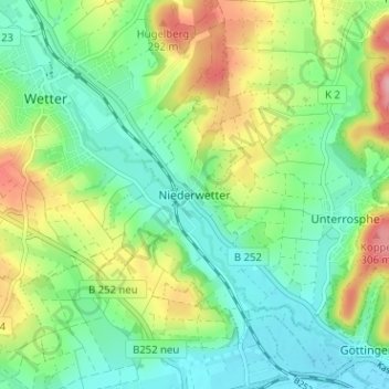 Mapa topográfico Niederwetter, altitud, relieve