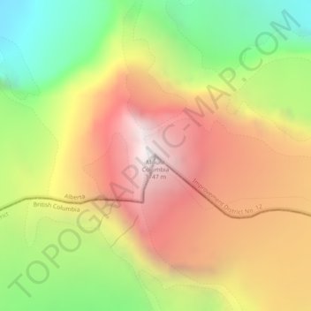 Mapa topográfico Mount Columbia, altitud, relieve