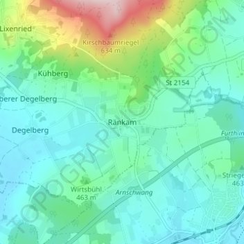 Mapa topográfico Ränkam, altitud, relieve