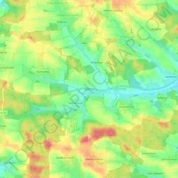 Mapa topográfico Ottering, altitud, relieve