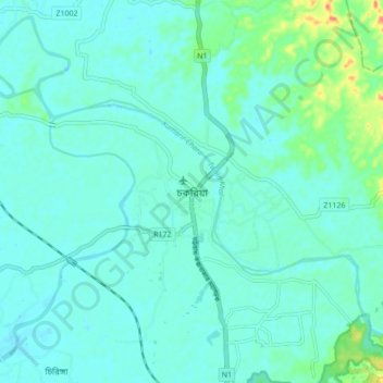 Mapa topográfico Chakaria, altitud, relieve