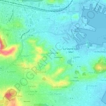 Mapa topográfico La Donicarde, altitud, relieve