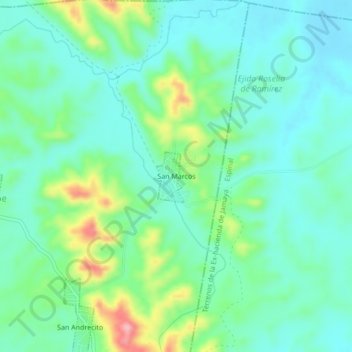 Mapa topográfico San Marcos, altitud, relieve