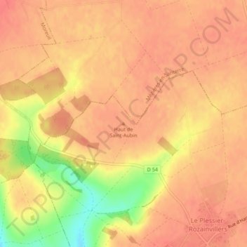 Mapa topográfico Haut de Saint-Aubin, altitud, relieve