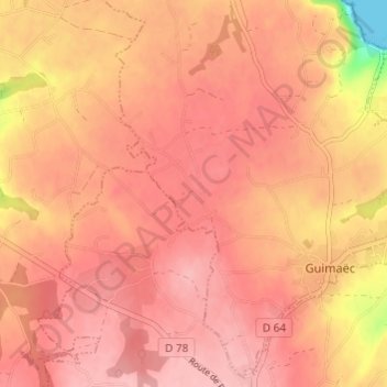 Mapa topográfico Kerguyomarc'h, altitud, relieve
