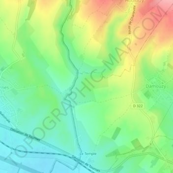 Mapa topográfico La Bassée, altitud, relieve