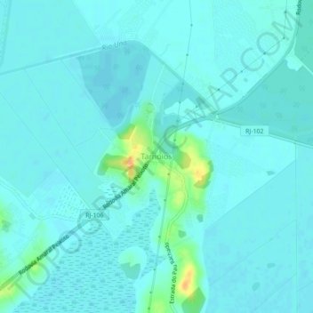 Mapa topográfico Tamoios, altitud, relieve