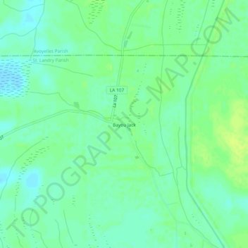 Mapa topográfico Bayou Jack, altitud, relieve