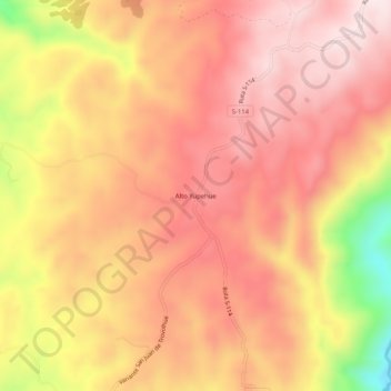 Mapa topográfico Alto Yupehue, altitud, relieve