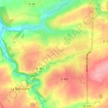 Mapa topográfico La Cage, altitud, relieve