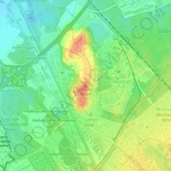 Mapa topográfico Lehener Bergle, altitud, relieve