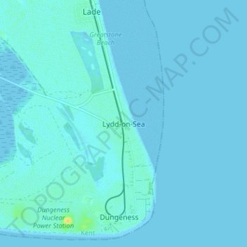 Mapa topográfico Lydd-on-Sea, altitud, relieve