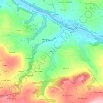 Mapa topográfico Trevel, altitud, relieve