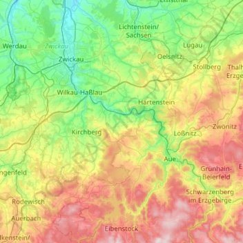 Mapa topográfico Langenweißbach, altitud, relieve