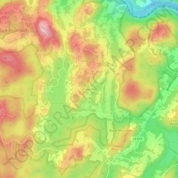 Mapa topográfico Smoke Rise, altitud, relieve