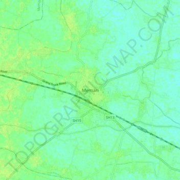 Mapa topográfico Memari, altitud, relieve