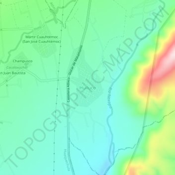 Mapa topográfico Huiluco, altitud, relieve