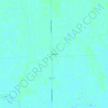Mapa topográfico Crowder, altitud, relieve