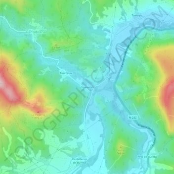 Mapa topográfico Terminón, altitud, relieve