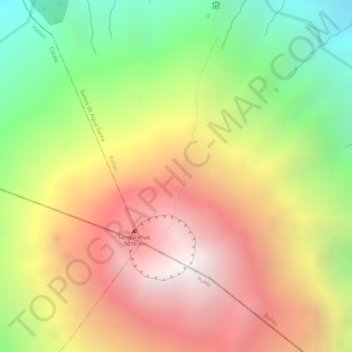 Mapa topográfico Volcán Tungurahua, altitud, relieve