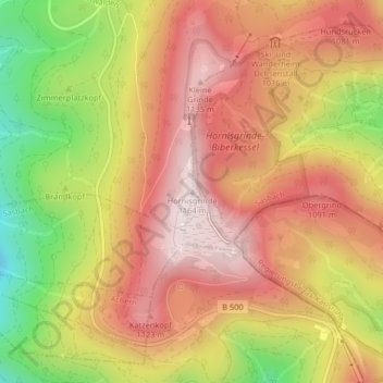 Mapa topográfico Hornisgrinde, altitud, relieve