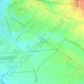 Mapa topográfico Grange, altitud, relieve