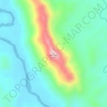 Mapa topográfico Bukit Batu Papan, altitud, relieve