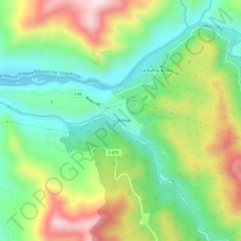 Mapa topográfico La Rufina, altitud, relieve